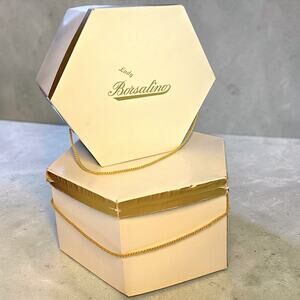 Vintage Hat Box Set Lady Borsalino Italy Hexagon Nesting Cream Gold Rope Trim